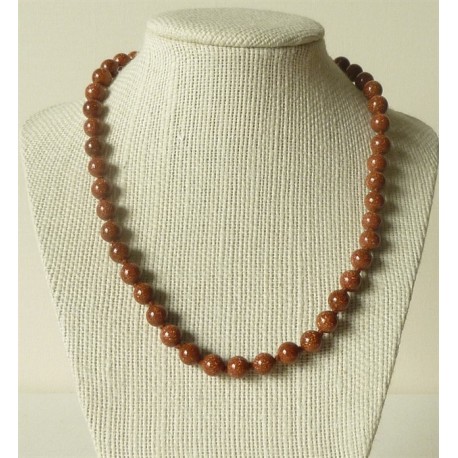 Collier pierre de soleil Perles rondes 6mm