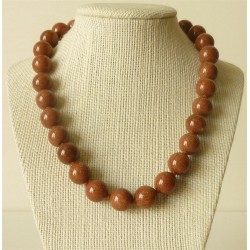 Collier pierre de soleil Perles rondes 14mm
