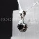 Pendentif goutte Tourmaline noire et argent