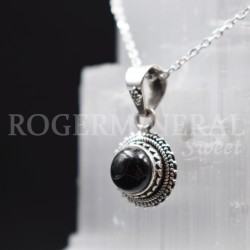 Pendentif goutte Tourmaline noire et argent