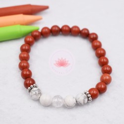 Bracelet garçon en Jaspe rouge, Howlite et Cristal de roche