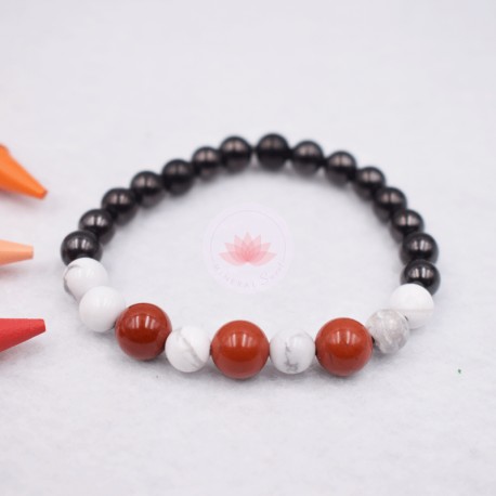Bracelet enfant Shungite, Howlite et Jaspe Rouge