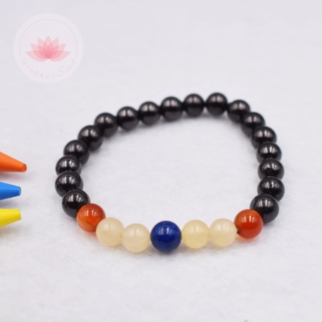 Bracelet enfant en Sodalite, Calcite jaune, Cornaline et Lapis lazuli