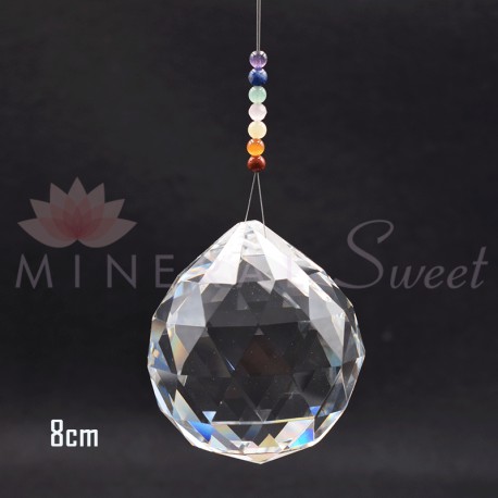 Boule Feng-shui à suspendre 8cm + divers pierres