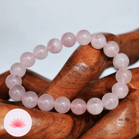 Bracelet Quartz rose perles rondes 10mm