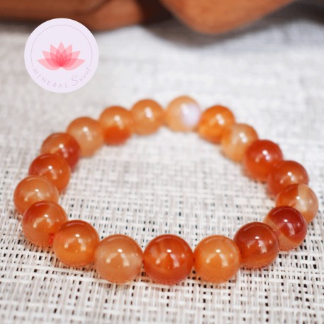 Bracelet Cornaline perles rondes 10mm