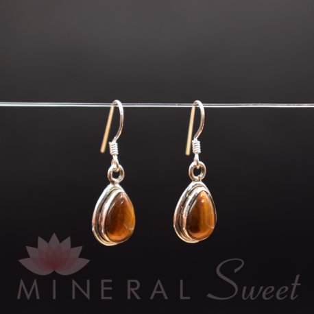 Boucle d'Oreille Oeil de Tigre argent 2