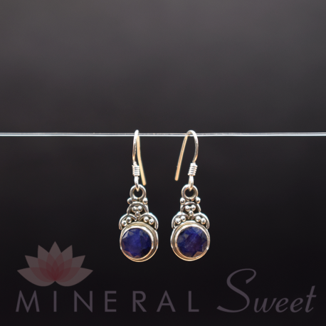 Boucle d'Oreille ovale Lapis Lazuli argent.