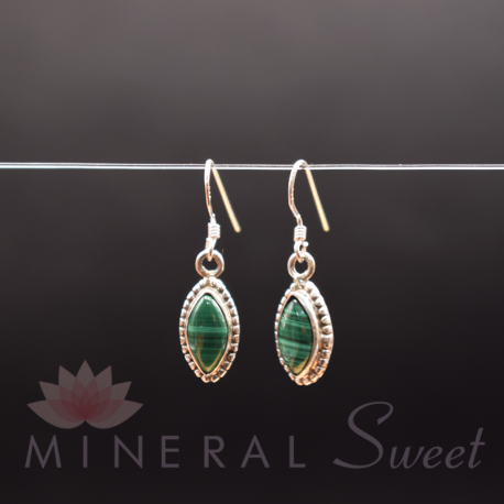 Boucle d'oreille Malachite argent 1