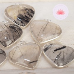 Pendentif Cœur Cristal inclusion Tourmaline