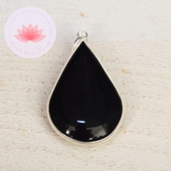 Pendentif goutte Tourmaline noire et argent