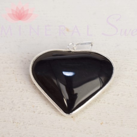 Pendentif coeur Tourmaline noire et argent