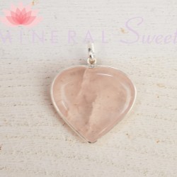Colgante corazón Cuarzo rosa y plata