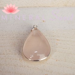 Pendentif goutte Quartz rose et argent