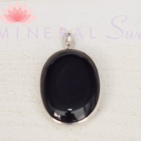 Colgante oval Turmalina negra plata