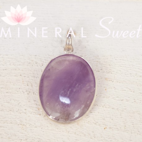 Pendentif oval Améthyste et argent