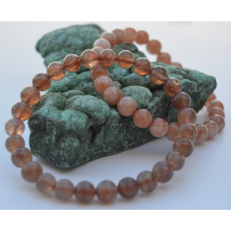 Bracelet Pierre de soleil perles rondes 8mm