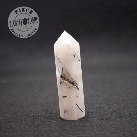 Obélisque Cristal de Roche avec inclusions de tourmaline noire 5