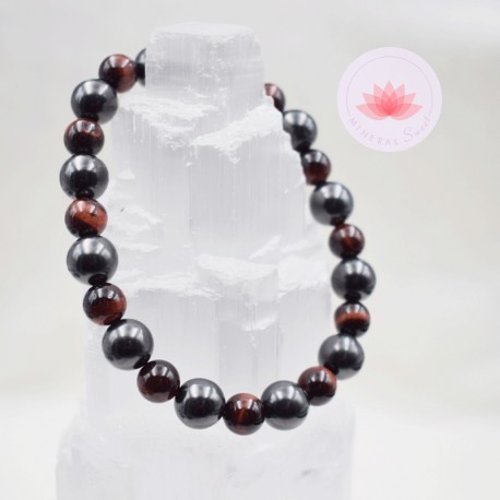 Bracelet Shungite et Oeil de Taureau Homme