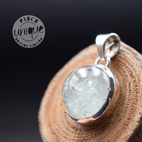 Pendentif Aigue Marine verte et argent 8