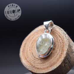 Pendentif Aigue Marine verte et argent 10