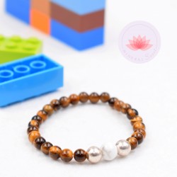 Bracelet garçon en Oeil de Tigre et Howlite