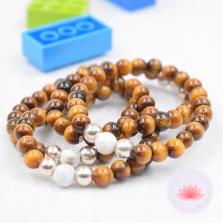 Pulsera niño en Ojo de tigre y Howlita