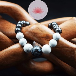 Pulsera Hombre Shungit, Howlita, Obsidiana nieve