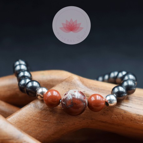 Bracelet Homme Shungite, Jaspe Rouge et Jaspe Rouge Bréchique