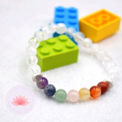 Bracelet fille en Cristal de roche et 7 chakras