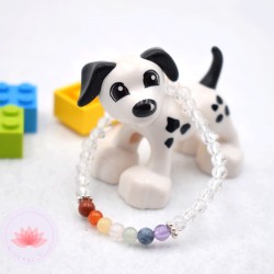 Pulsera niña en Cristal de rocha y perlas 7 chakras