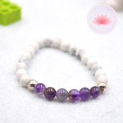 Bracelet fille en Howlite et Améthyste