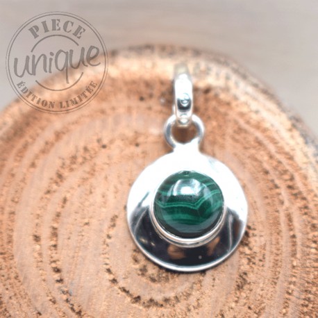 Pendentif malachite serti argent 8