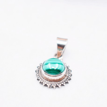 Pendentif Malachite serti argent MPPM/2