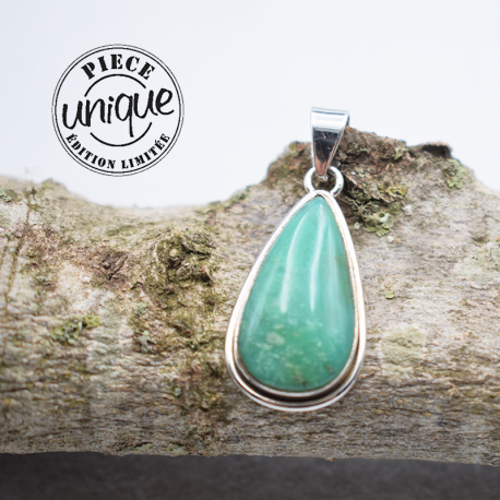 Chrysoprase pendentif argent 4