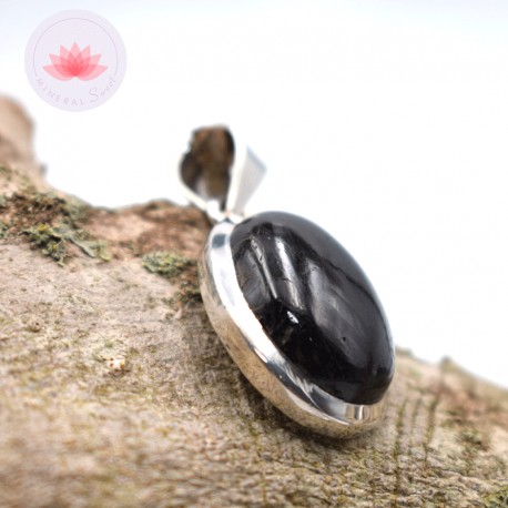 Colgante Turmalina negra y plata modelo grande
