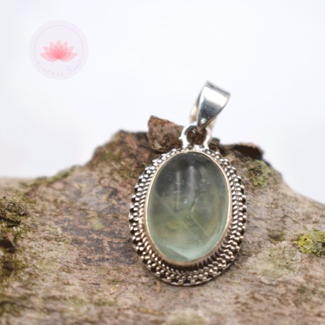 Pendentif Fluorite verte argent oval