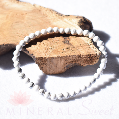 Pulsera Howlita perlas redondas 4mm