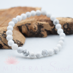 Pulsera Howlita perlas redondas 6mm