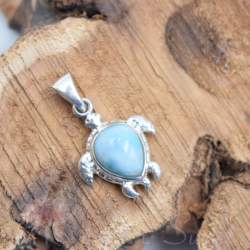 Pendentif Larimar tortue argent