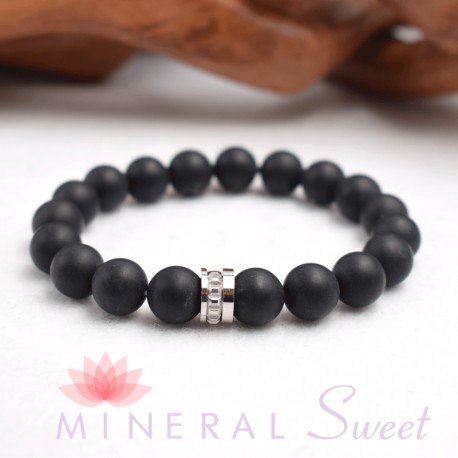 Bracelet Homme Onyx noir mat