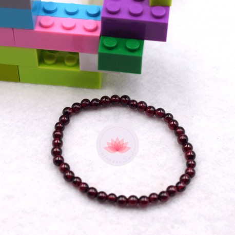Pulsera infantil granate perlas redondas 4mm
