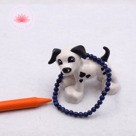 Pulsera infantil Lapislázuli perlas redondas 4mm