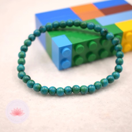 Pulsera infantil Crisocola, perlas redondas 4mm