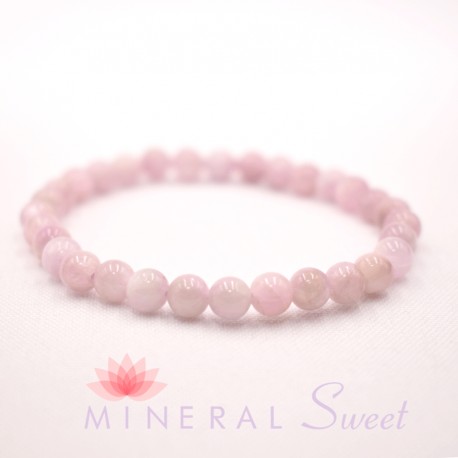 Bracelet Kunzite perles rondes 6mm