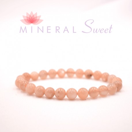 Piedra de Luna rosa pulsera perlas redondas 8mm