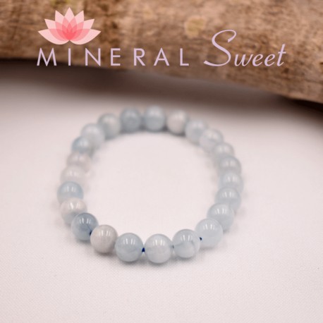 Bracelet Aigue-Marine Perles rondes 8mm