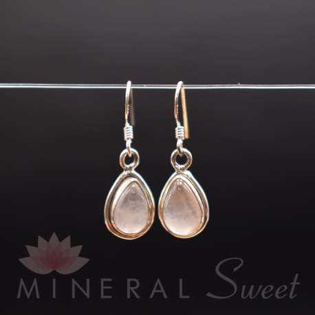 Boucle d'oreille Quartz Rose argent 1