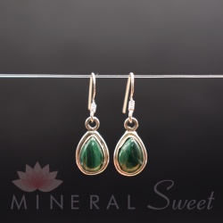 Boucles d'oreilles Malachite serti argent BOM