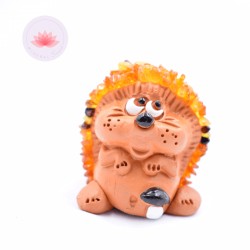 Hérisson et champignon Ambre et céramique